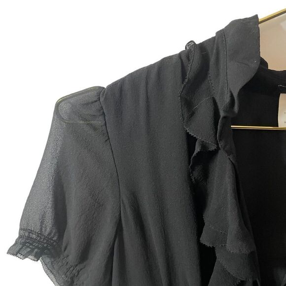 J Crew Black Ruffle Silk Dress Size 0 - Picture 3 of 10